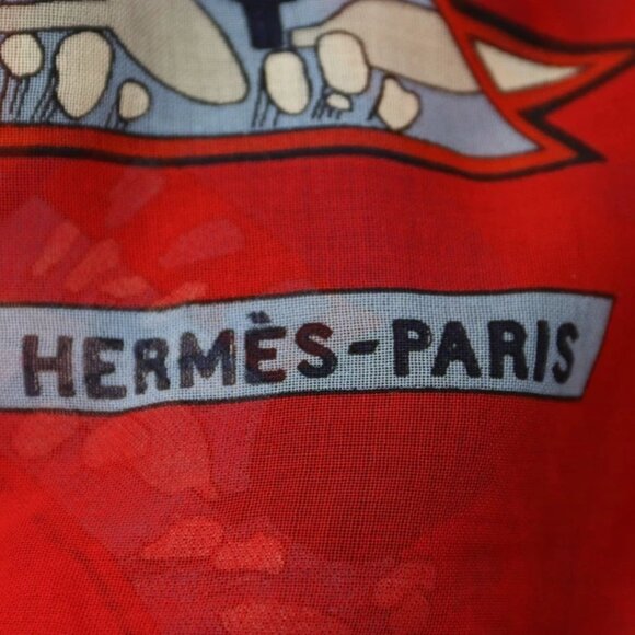Hermes Paris Qui Roule Silk Red & Blue - Picture 5 of 10